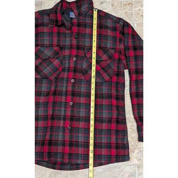 Vintage 1960's Pendleton Plaid Long Sleeve Button Up Wool Board Shirt Small - Picture 13 of 13